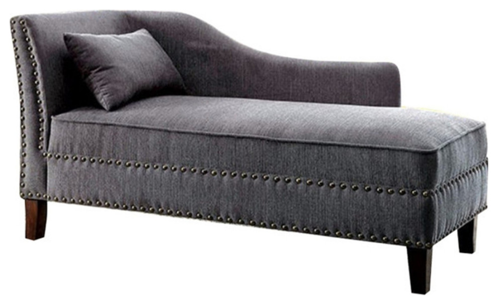 Contemporary Gray Linen Like Fabric Chaise  Saltoro Sherpi   Transitional   Indoor Chaise Lounge Chairs   by Dot  ampBo  Houzz