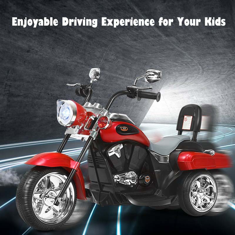 3 Wheel Kids Ride on Chopper-Style Motorcycle, 6V Battery Powered Kids Motorbike Trike Toy with Horn & Headlight