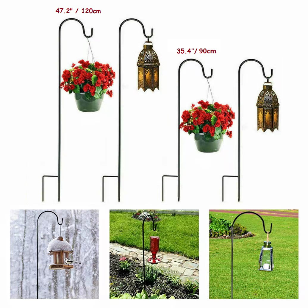 35/47in Tall Extendable Outdoor Shepherds Hooks for Garden Iron, Made of Premium Metal for Hanging Solar Lanterns, Bird Feeders, Deck, Mason Jars, Plants, Crook Garden Stakes, Wedding Decor