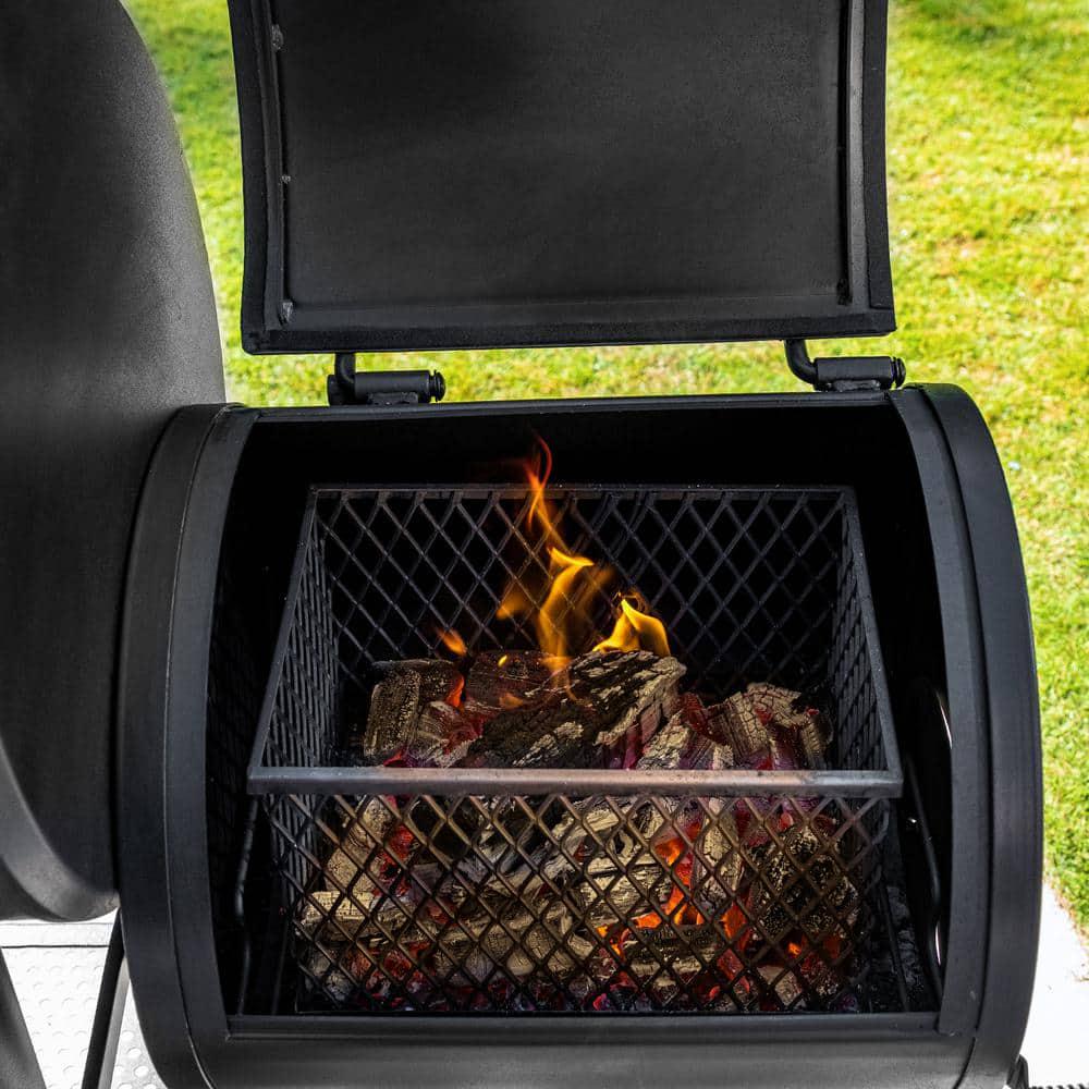 CharGriller Grand Champ Charcoal Grill and Offset Smoker in Black