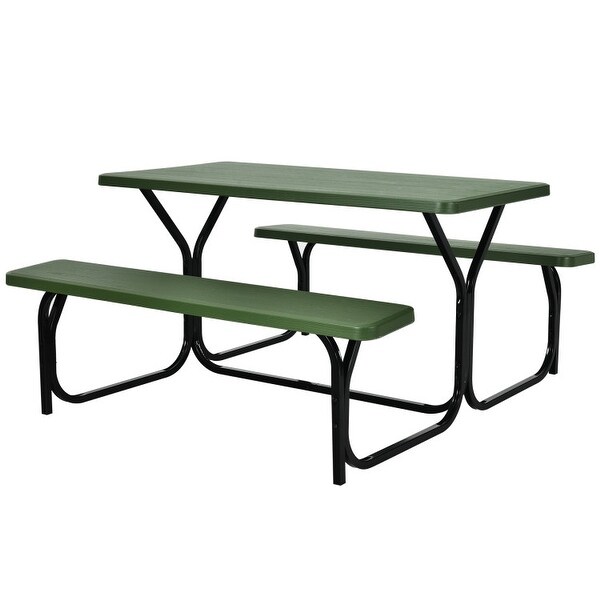 HDPE Outdoor Picnic Table Bench Set with Metal Base