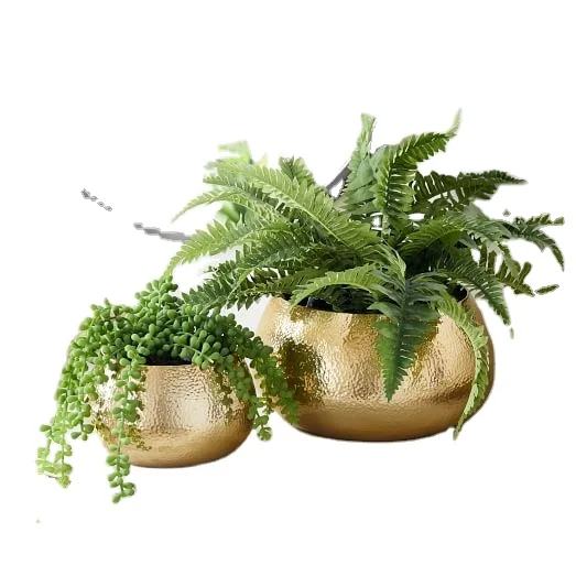 Customisable Tall Round Classic Designer Iron Decorative Luxury Metal Planter Set Of 2 With High Quality Stand New Arrival