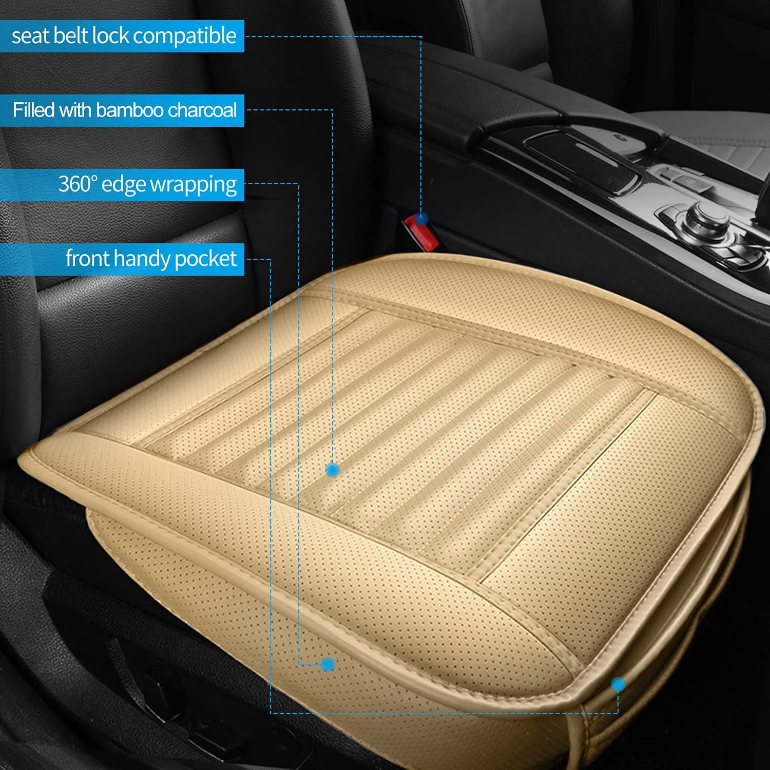 ROULENS Universal 5D PU Leather Car Seat Cover Pad Breathable Seat Cushion Car Accessories