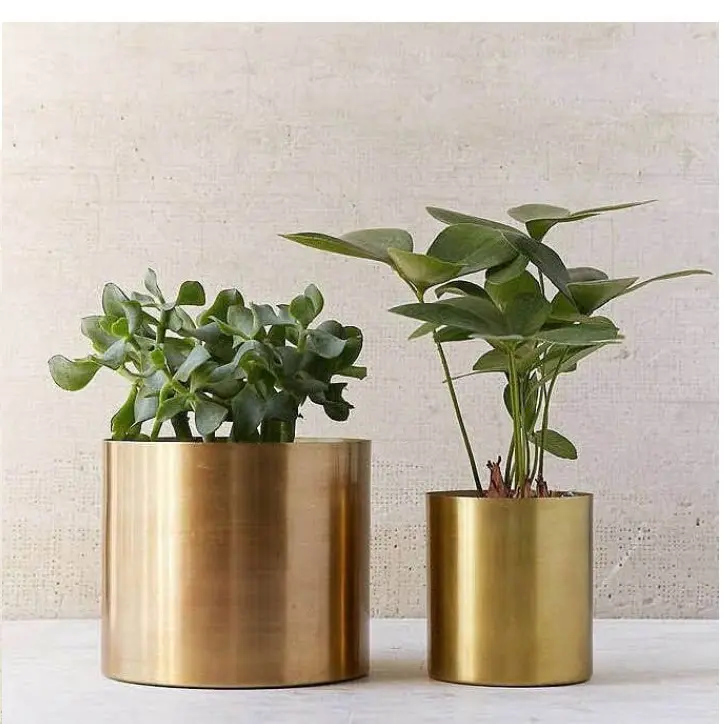 Gold Plated Metal Flower Planter Home and Outdoor Decoration Stainless Steel Flower Display Vase Floor Planter