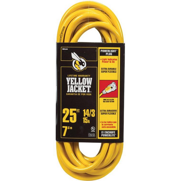 Yellow Jacket Outdoor 25 Ft L Yellow Extension Cord 14 3 Sjtw