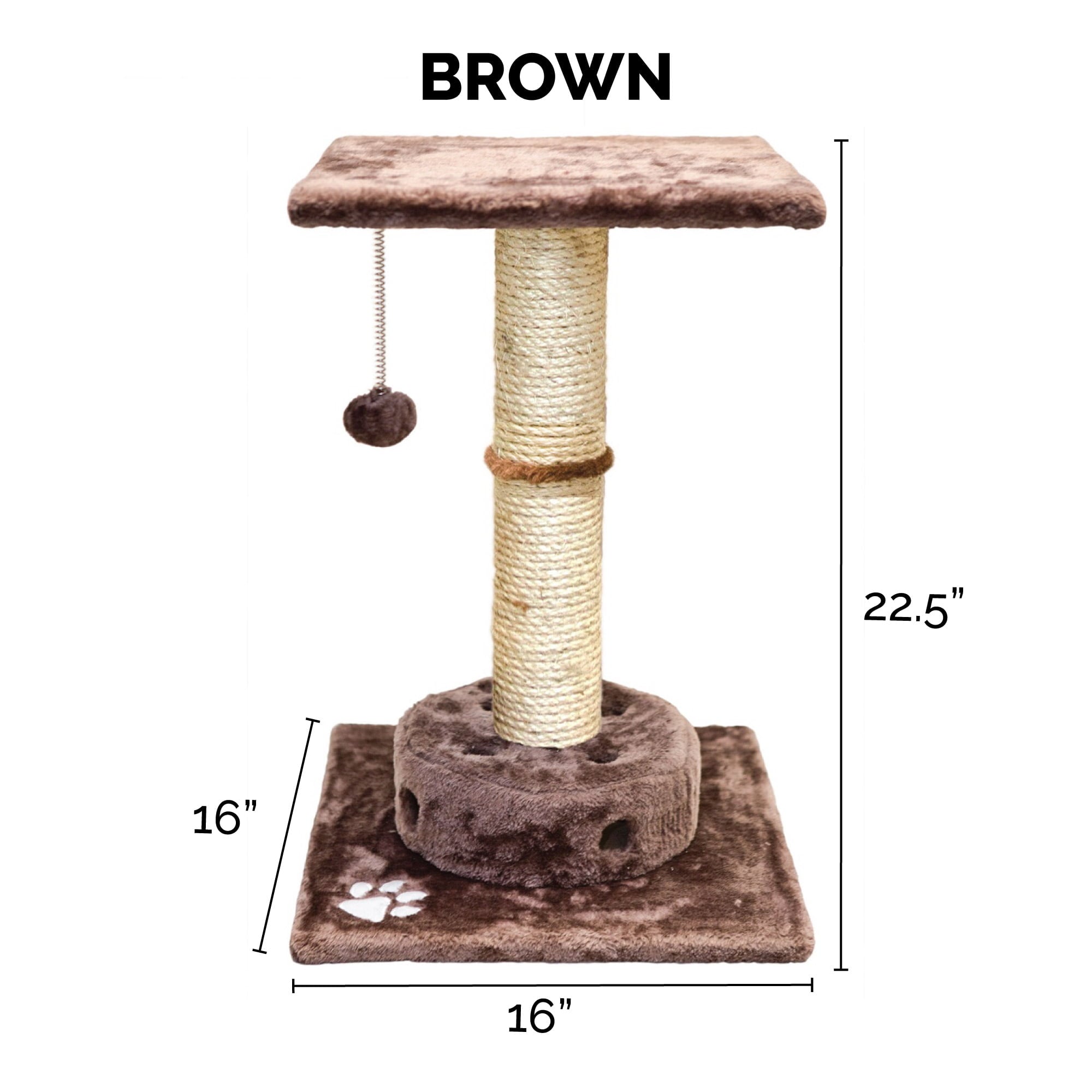 FurHaven Pet Products Tiger Tough Cat Playground Scratching Post Furniture， Brown