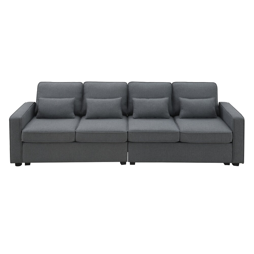 4 Seater Straight Row Sofa w/ Side Pockets   4 Pillows  104\