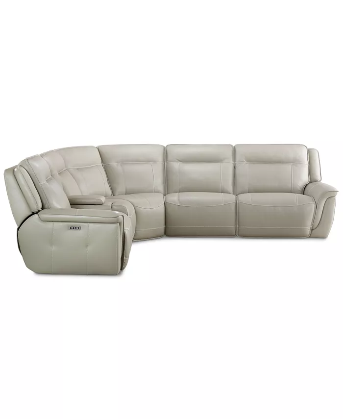 Furniture Lenardo 6-Pc. Leather Sectional with 3 Power Recliners and Console