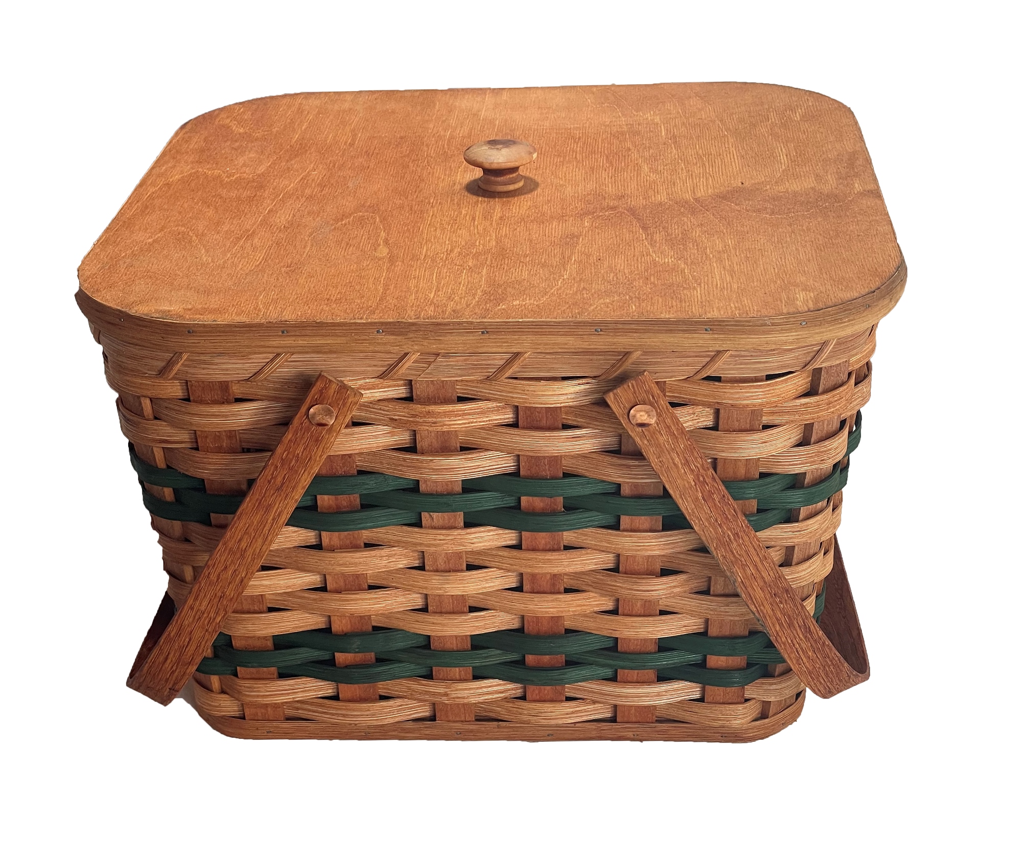 Amish Baskets and Beyond Small Woven Oak Picnic Basket