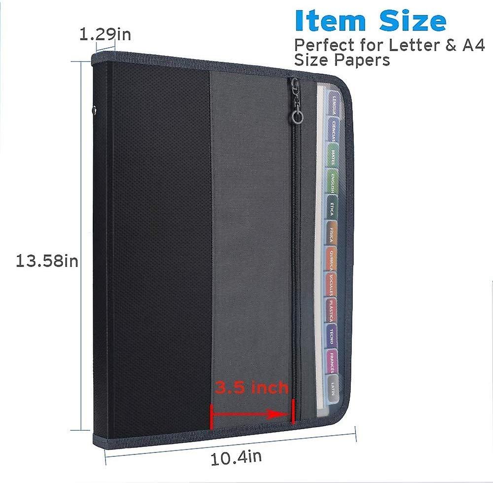 A4 Expanding File Folder With Sticky Labels，13 Pockets Accordion Document Organizer Expanding File Folder With Zipper Closure