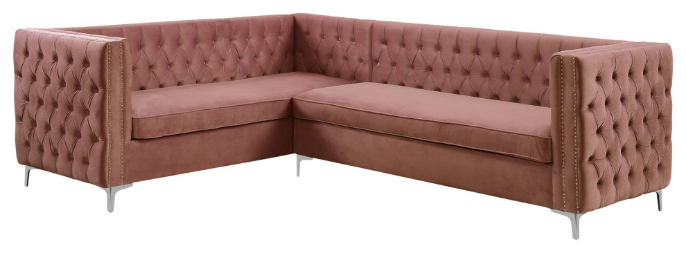 Contemporary Sectional Sofa  Button Tufting Details  ampNailhead Trim   Midcentury   Sectional Sofas   by Decorn  Houzz