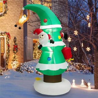  8 ft. x 4.8 ft. Inflatable Christmas Tree with Santa Claus Blowup Holiday Decoration MS2J-4-A097U1