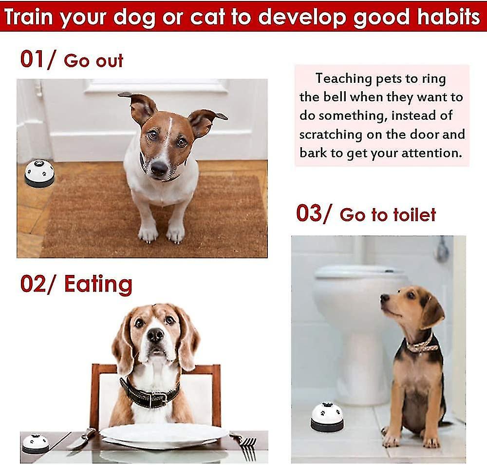 Pack Metal Dog Bells With Non-slip Rubber Bottom For Pet Training Bell (white)