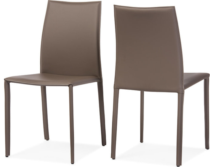 Rockford and Taupe Bonded Leather Upholstered Dining Chair  Set of 2   Contemporary   Dining Chairs   by HedgeApple  Houzz