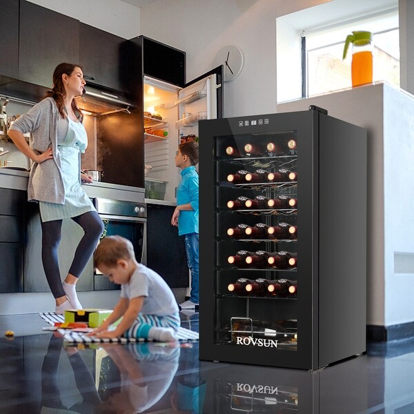 2.8-Cu.Ft 28Bottle Compressor Wine Cooler， Black