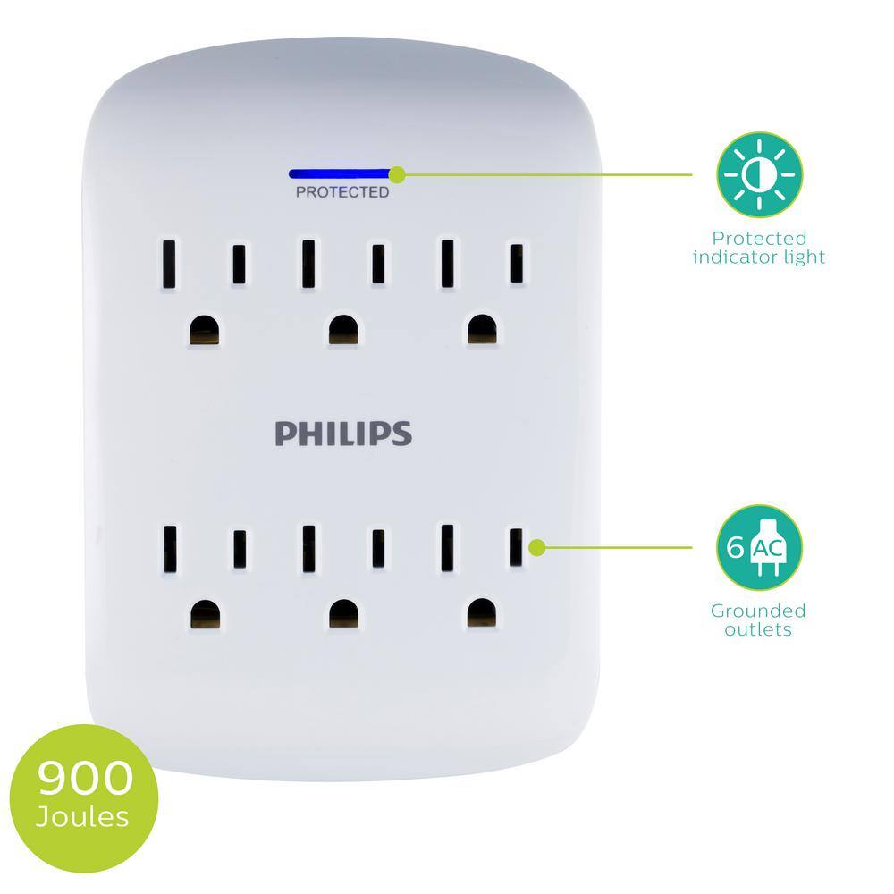 Philips 6-Outlet Surge Protector Tap SPP3461WA37