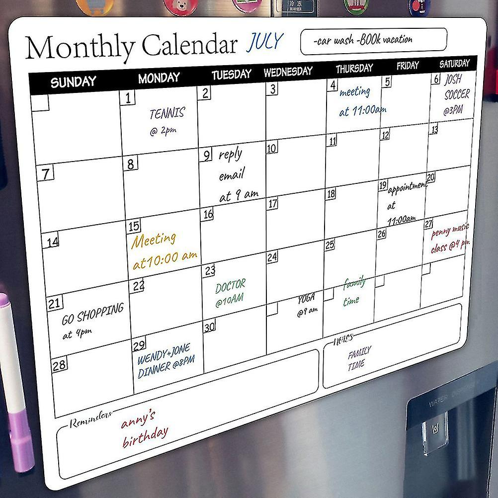 Rewritable Magnetic Whiteboard Refrigerator Calendar Message Board Monthly Planner Board