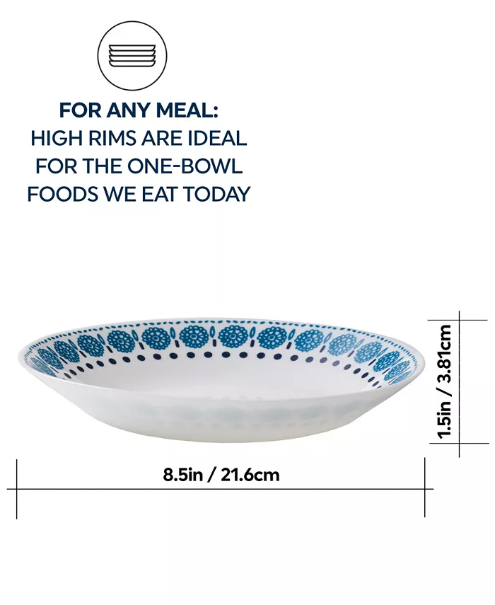 Corelle Everyday Expressions Azure Medallion Meal Bowls Set of 4