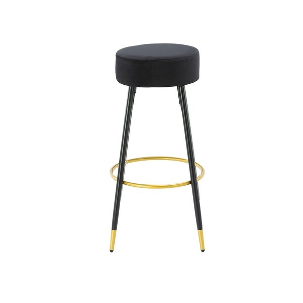 Modern Set of 2 Counter Height Bar Stools with Golden Footrest