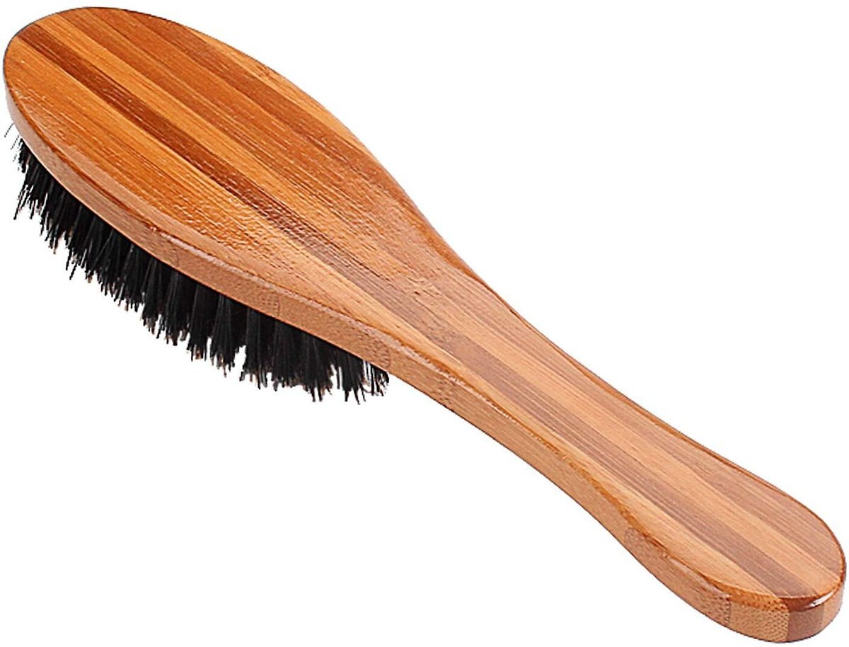 Bass Brushes Shine and Condition Pet Brush， Bamboo-Dark Finish