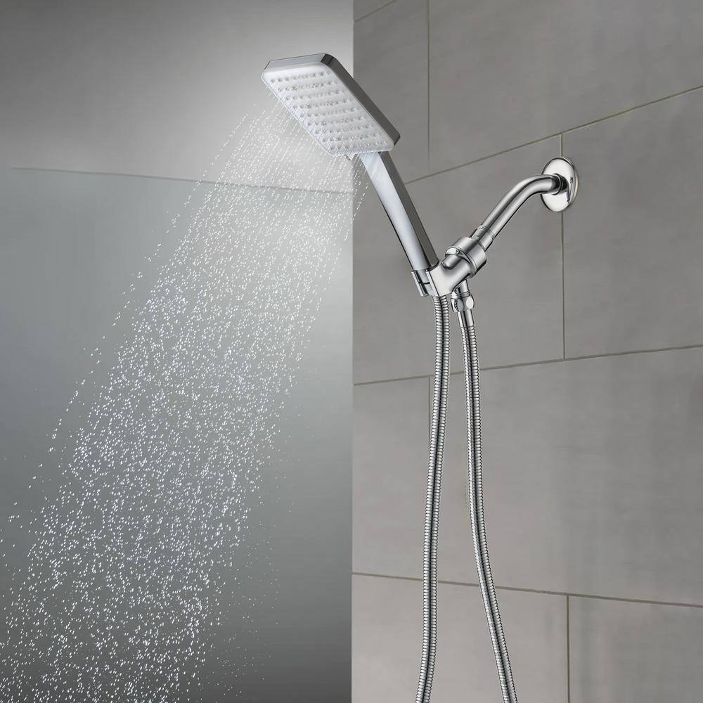 PROOX 6-Spray Patterns with 1.8 GPM 4 in. Wall Mount Handheld Shower Head in Chrome PRAC117CH