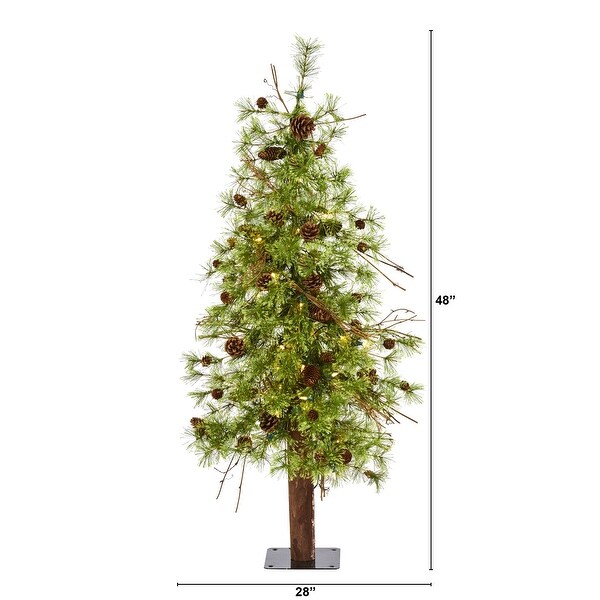 4' PreLit Wyoming Alpine Artificial Christmas Tree，Clear LED Lights