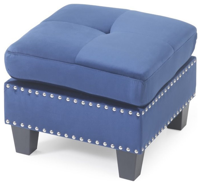 Glory Furniture Nailer Velvet Ottoman in Black   Transitional   Footstools And Ottomans   by Homesquare  Houzz