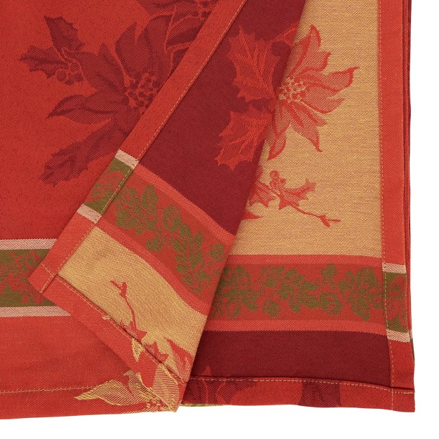 Saro Lifestyle Timeless Jacquard Tablecloth With Fall Leaves Design