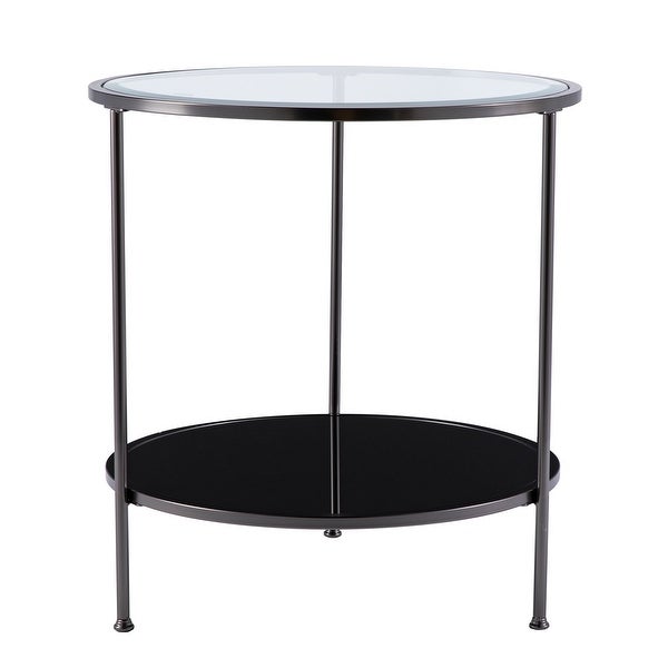 SEI Furniture Rainier Round Metal and Glass Side Table