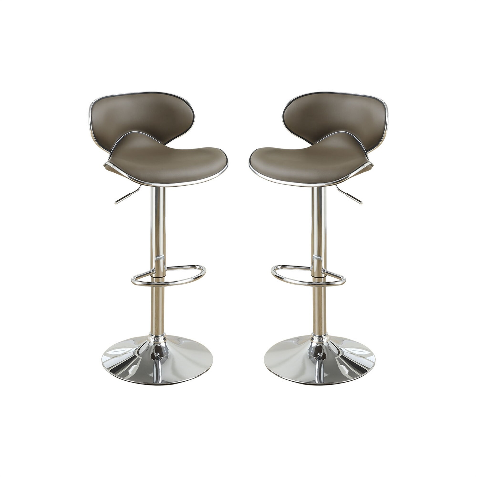 Espresso Faux Leather Bar Stools， Set of 2