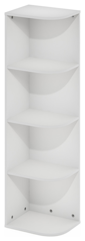 Furinno Pasir 4 Tier Corner Open Shelf Bookcase White   Transitional   Bookcases   by VirVentures  Houzz