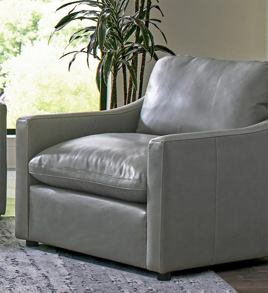 Sloped Arm Upholstered Chair in Gray   Contemporary   Armchairs And Accent Chairs   by Homesquare  Houzz