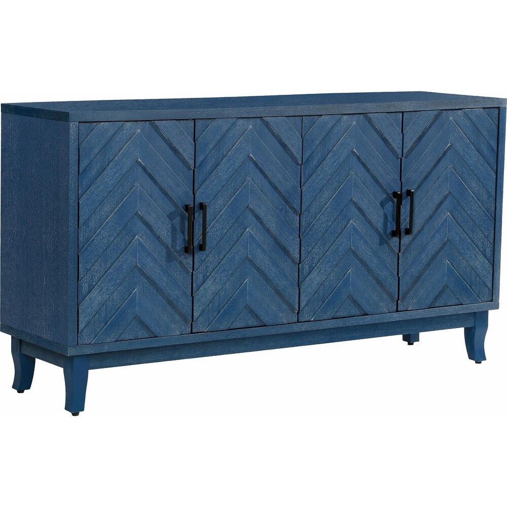 Vintage Lacquered 4 Door Buffet Cabinet with Strong Accent Storage