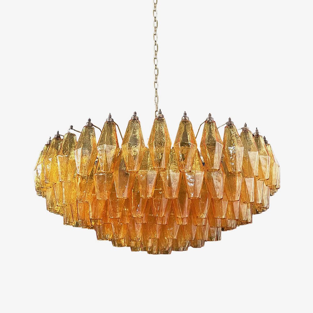 Murano Rhombus Amber Glass Chandelier