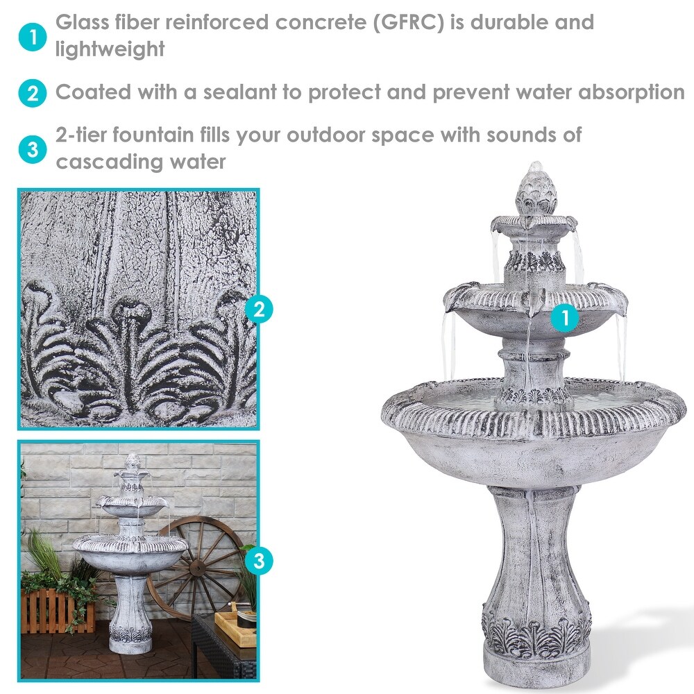 Sunnydaze Mediterranean Inspired 3 Tier Outdoor Water Fountain   Gray   45\