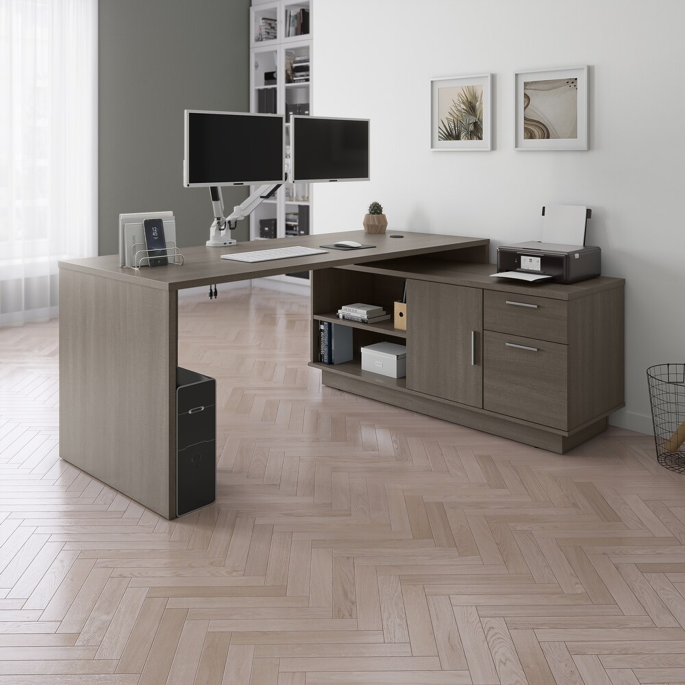 BESTAR Equinox 72W L Shaped Desk with Monitor Arms