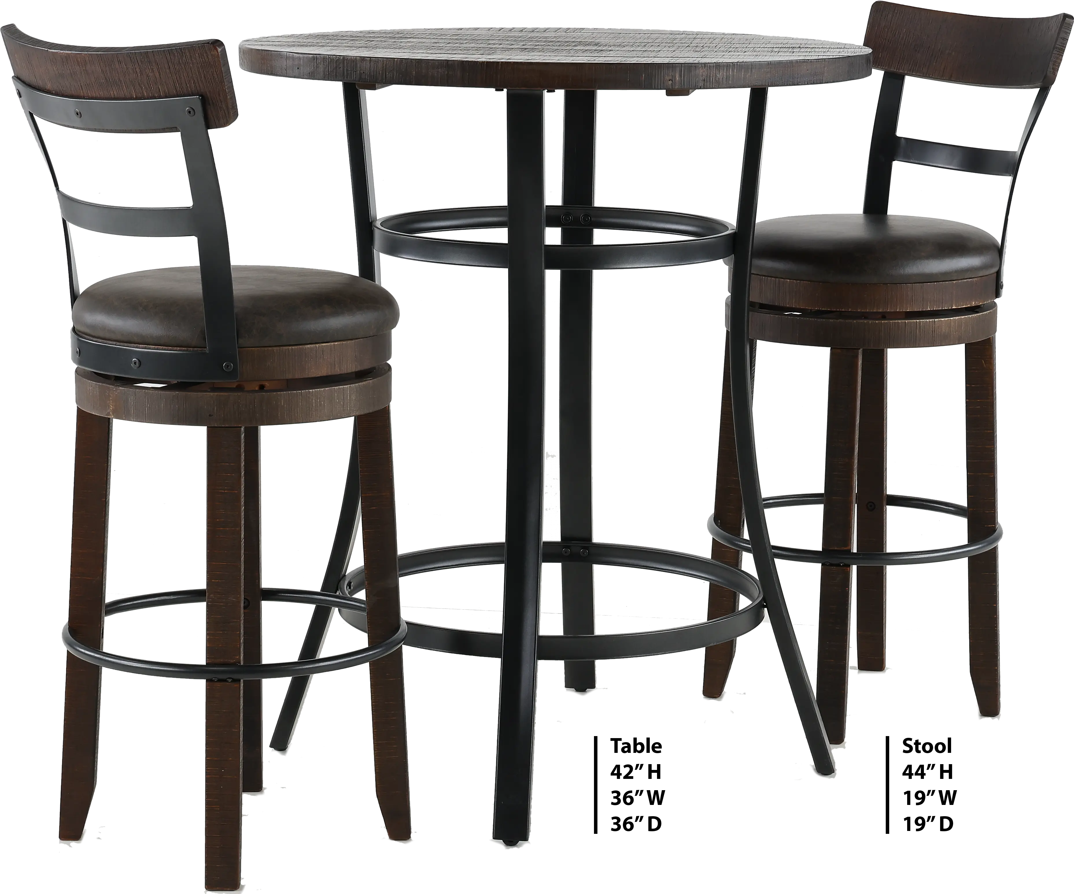 Barrel Dark Brown 3 Piece Pub Set