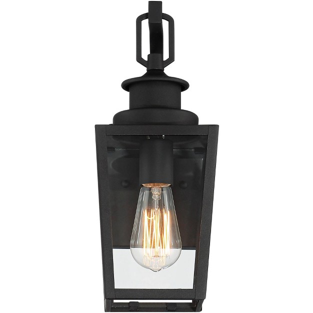 High Farmhouse Rustic Lantern Outdoor Wall Light Fixture Mount Porch House Edison Bulb Textured Black Finish Metal