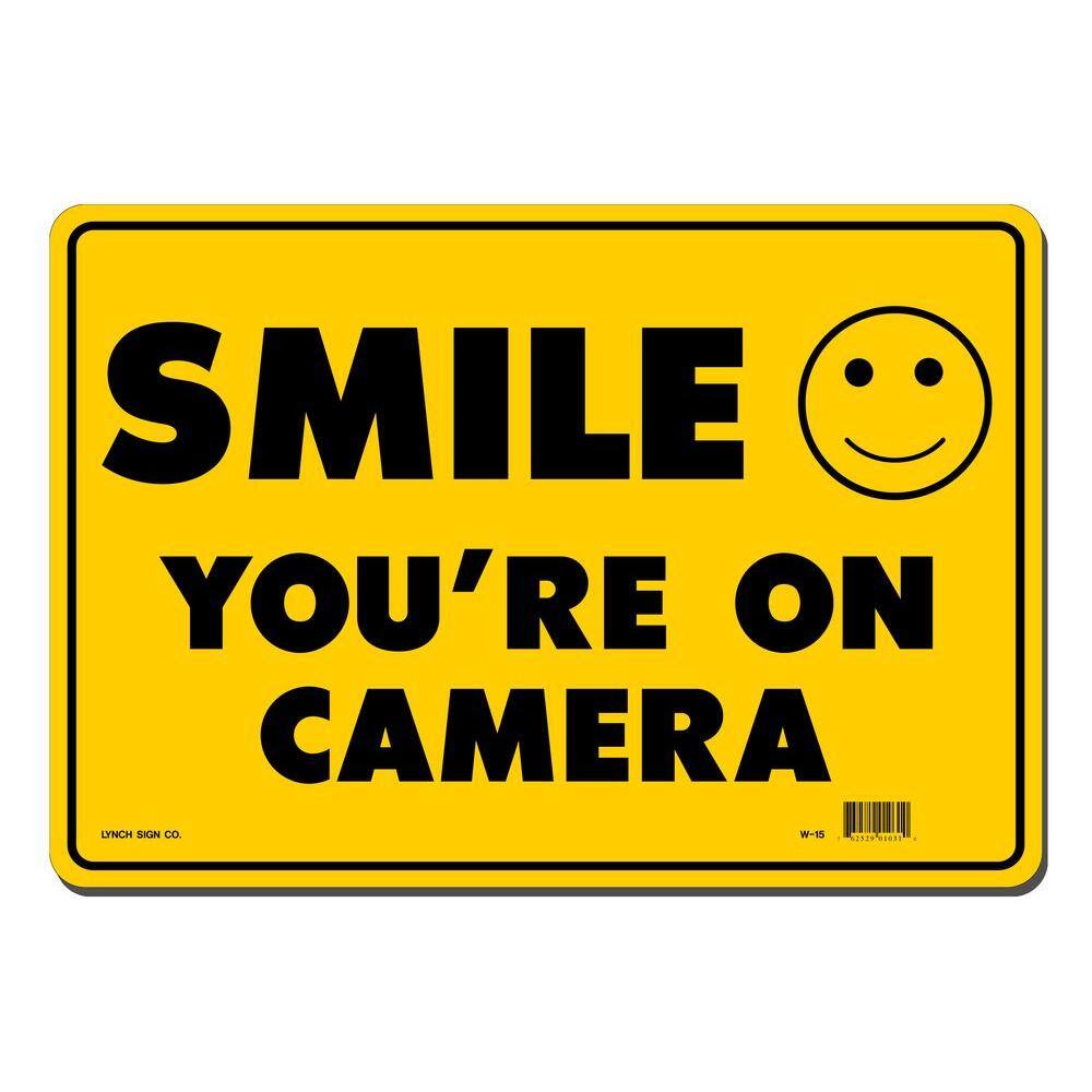 Lynch Sign 14 in. x 10 in. Smile You're on Camera Sign Printed on More Durable Thicker Longer Lasting Styrene Plastic W- 15