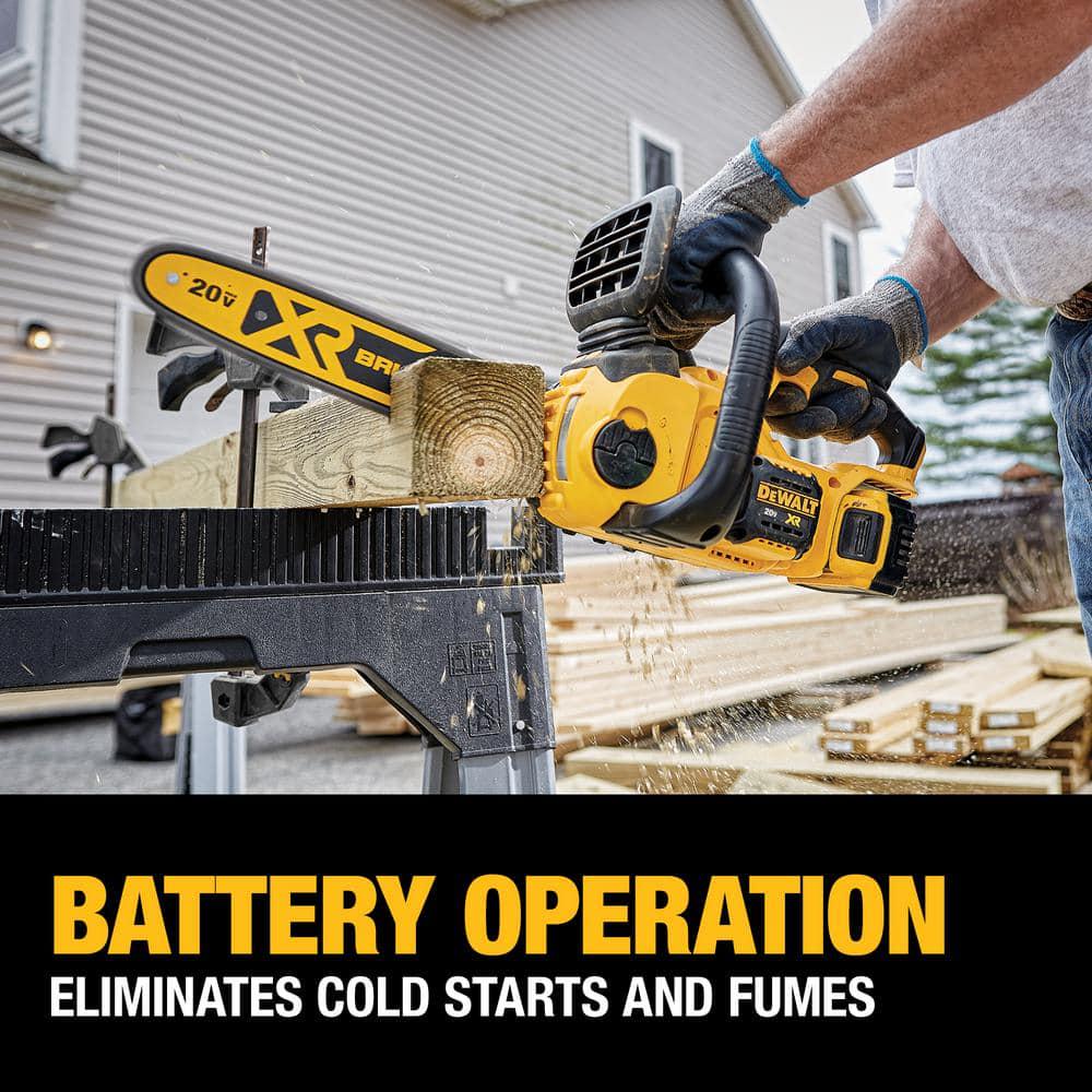 DEWALT 20V MAX 12 in Brushless Battery Powered Chainsaw Kit and Hedge Trimmer with