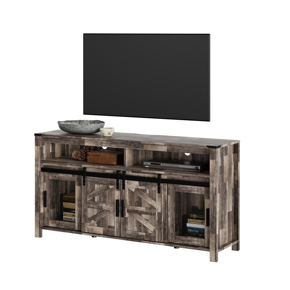 Farmhouse Barn Door TV Stand  Living Room Entertainment Center