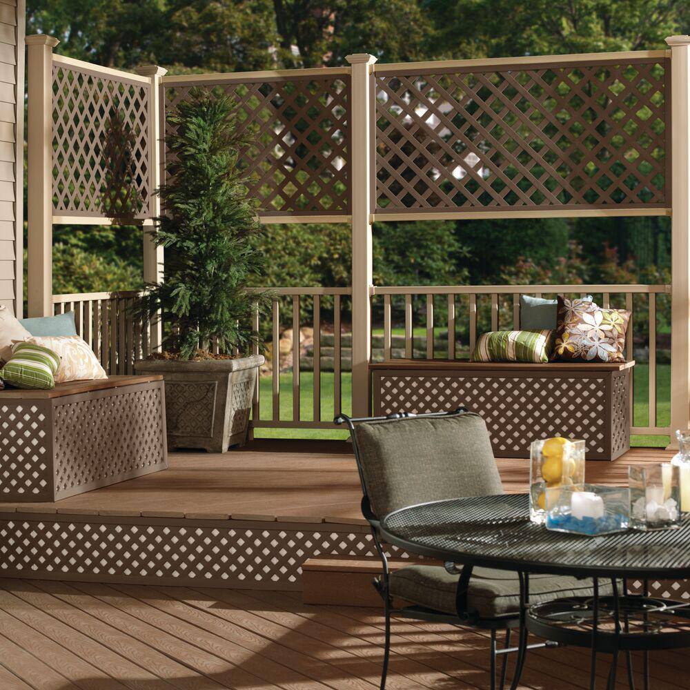 Veranda 4 ft. x 8 ft. Brazilian Walnut Garden Diamond Vinyl Lattice 73004144