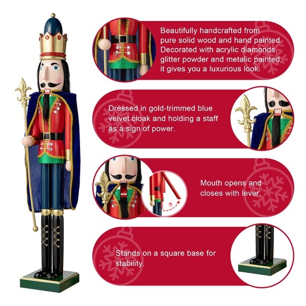 Glitzhome 36inch Wooden Christmas King/Drummer Nutcracker