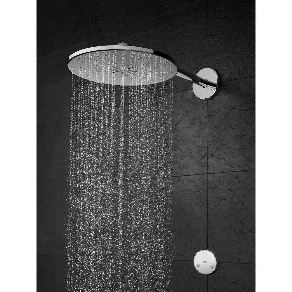 GROHE Rain shower Smartconnect 310 2-Spray with 1.75 GPM 12 in. Wall Mount Fixed Shower Head with Remote in StarLight Chrome 26644000