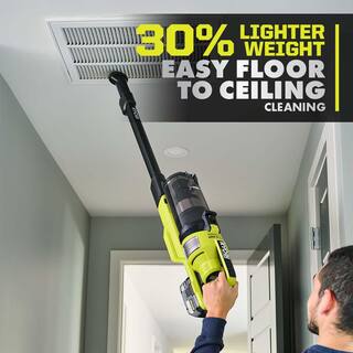 RYOBI ONE+ HP 18V Brushless Cordless Pet Stick Vac with Kit with Dual-Roller 4.0 Ah HIGH PERFORMANCE Battery and Charger PBLSV717K