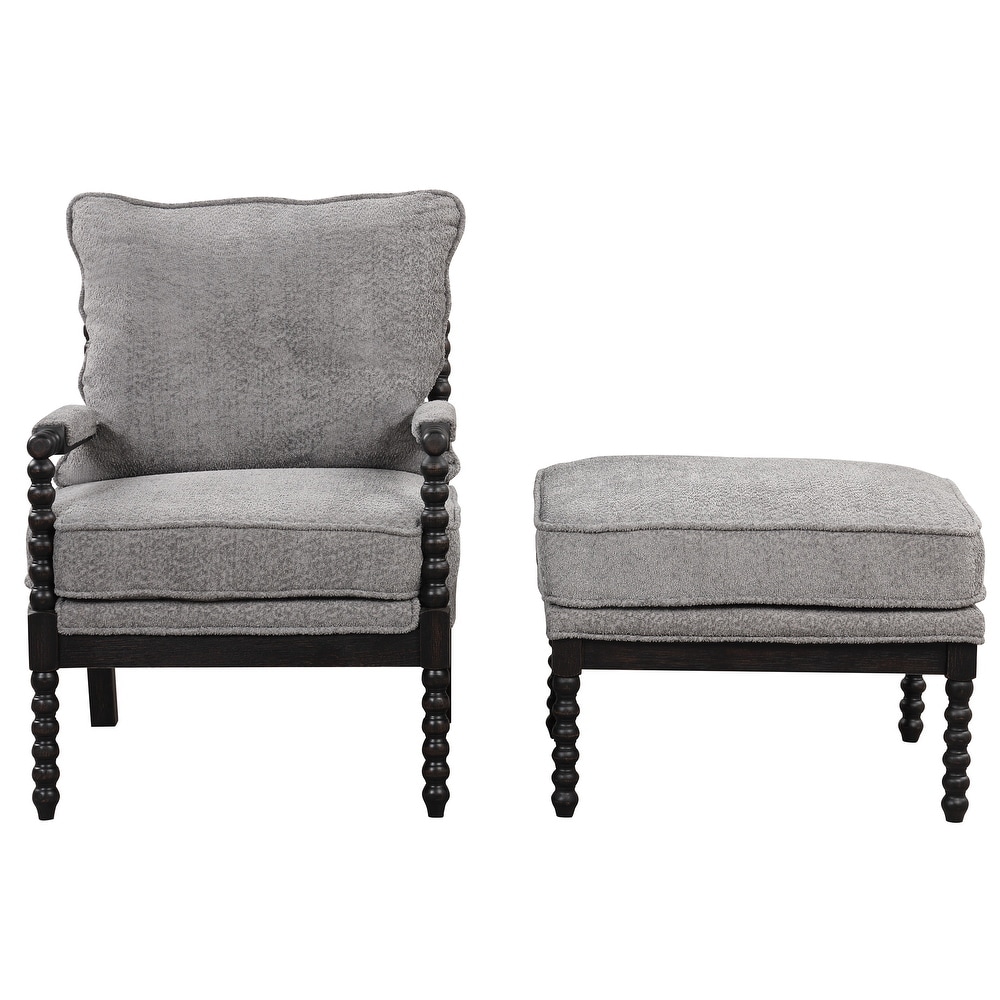 Tufted Velvet Accent Chair with Ottoman Lounge Chair Reading Chair