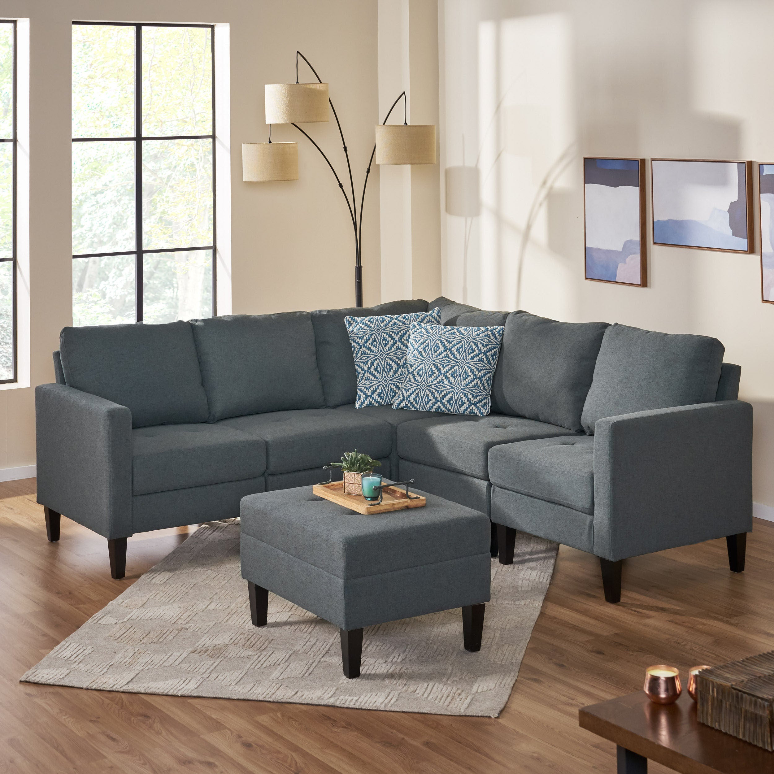 Bridger Fabric Sectional Couch with Ottoman