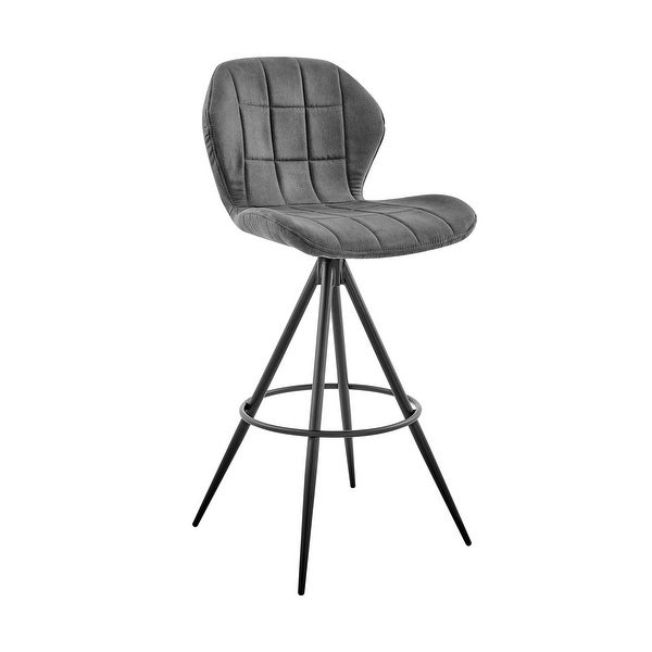 Catalina Counter or Bar Height Stool in Charcoal Fabric and Black Finish