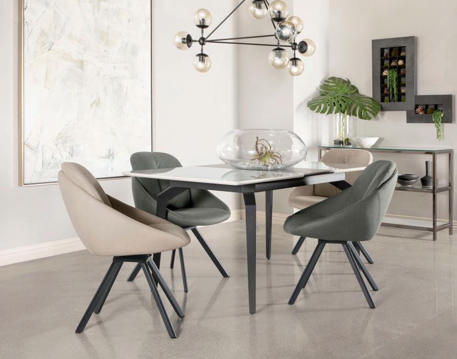 Mina Rectangular Dining Table Grey Ceramic And Sandy Black-193831