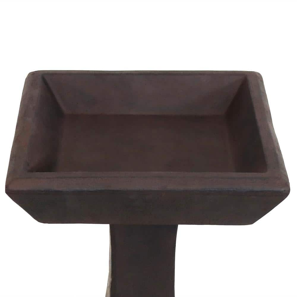 Sunnydaze Decor Simply Square Modern Reinforced Concrete Bird Bath 23 in. H FWD-457